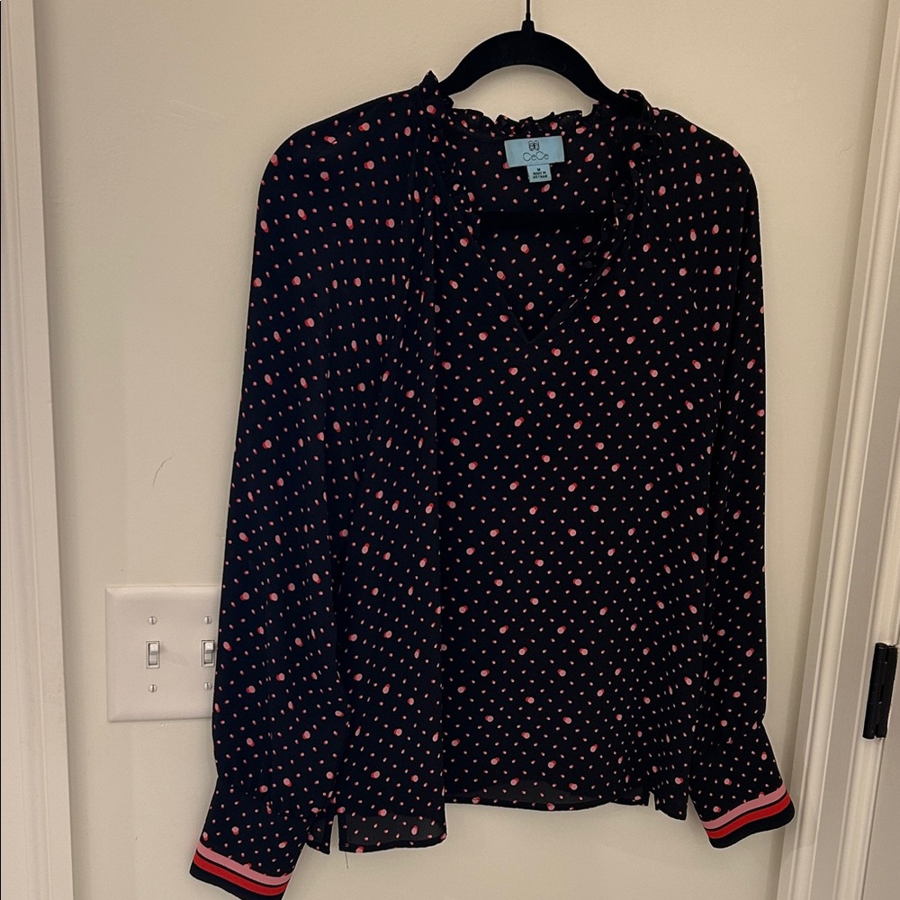 Black Blouse with Red Polka Dots